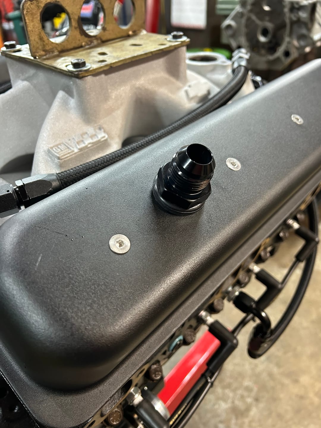 Customer photo review of SBC 12AN Valve Cover Adapter Fittings for Push-In Grommet (Pair)
