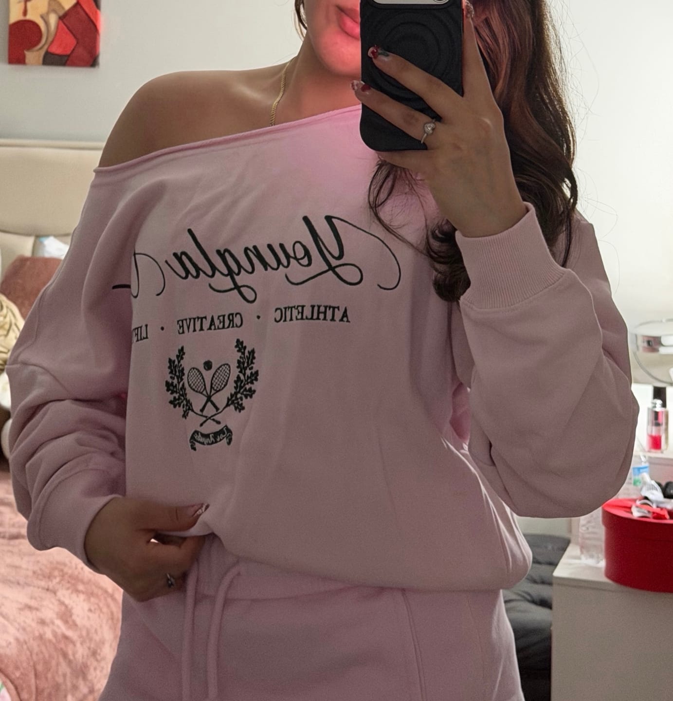Customer photo review of W5158 - Off-shoulder Pullover