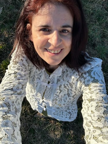 Customer photo review of Katarina Puff Sleeve Lace Blouse