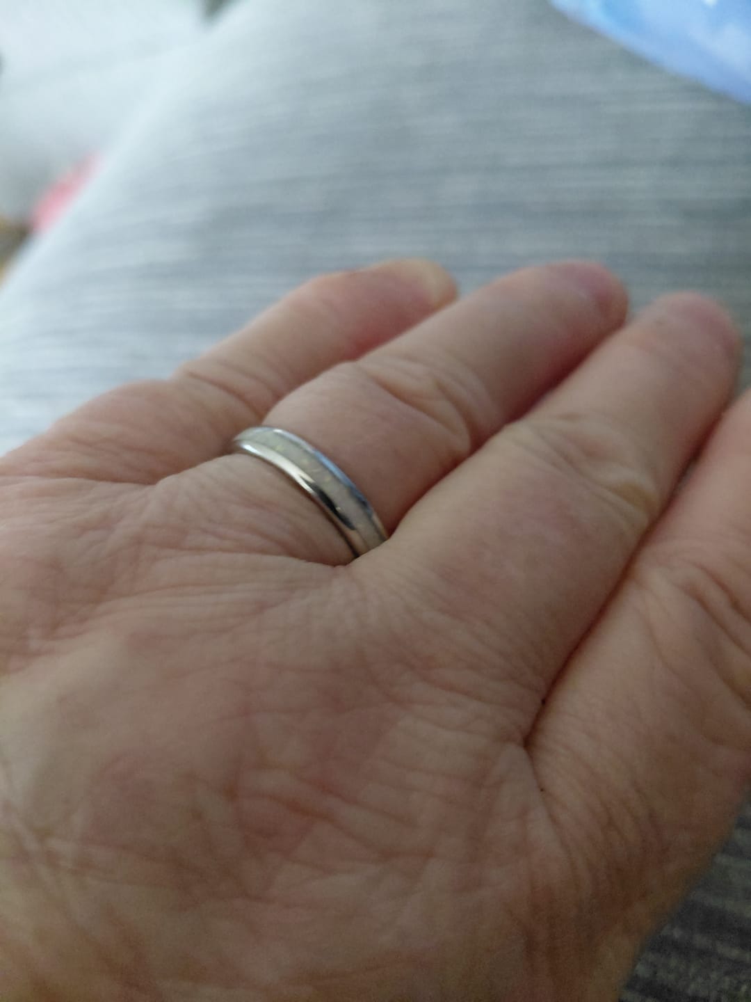 Customer photo review of The White Gold White Opal 4mm Wonder Ring