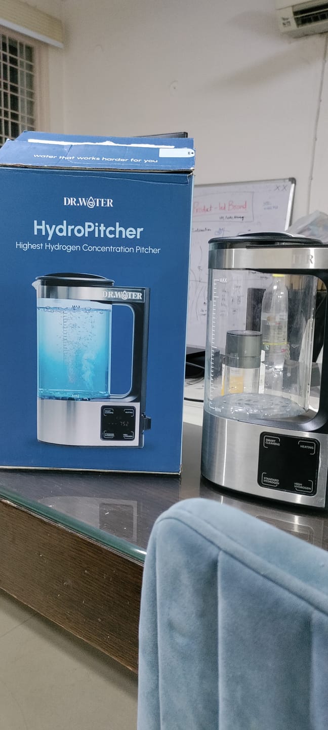 Customer photo review of HydroPitcher 68oz – Glass Hydrogen Water Pitcher