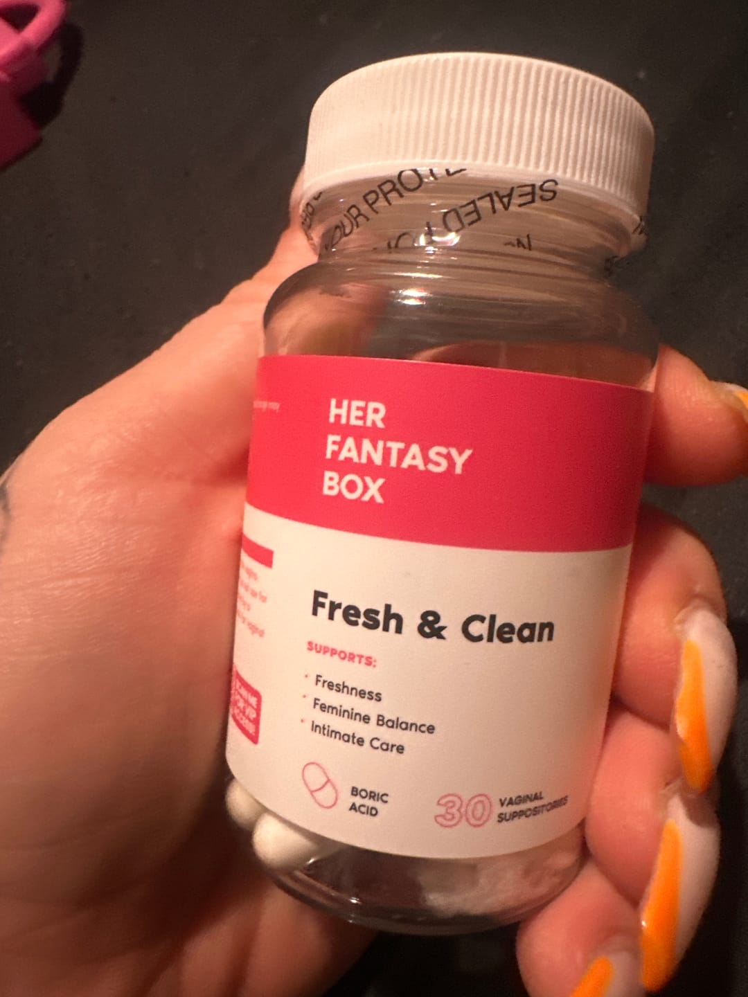 Customer photo review of Fresh & Clean pH Balancing Boric Acid Vaginal Suppository