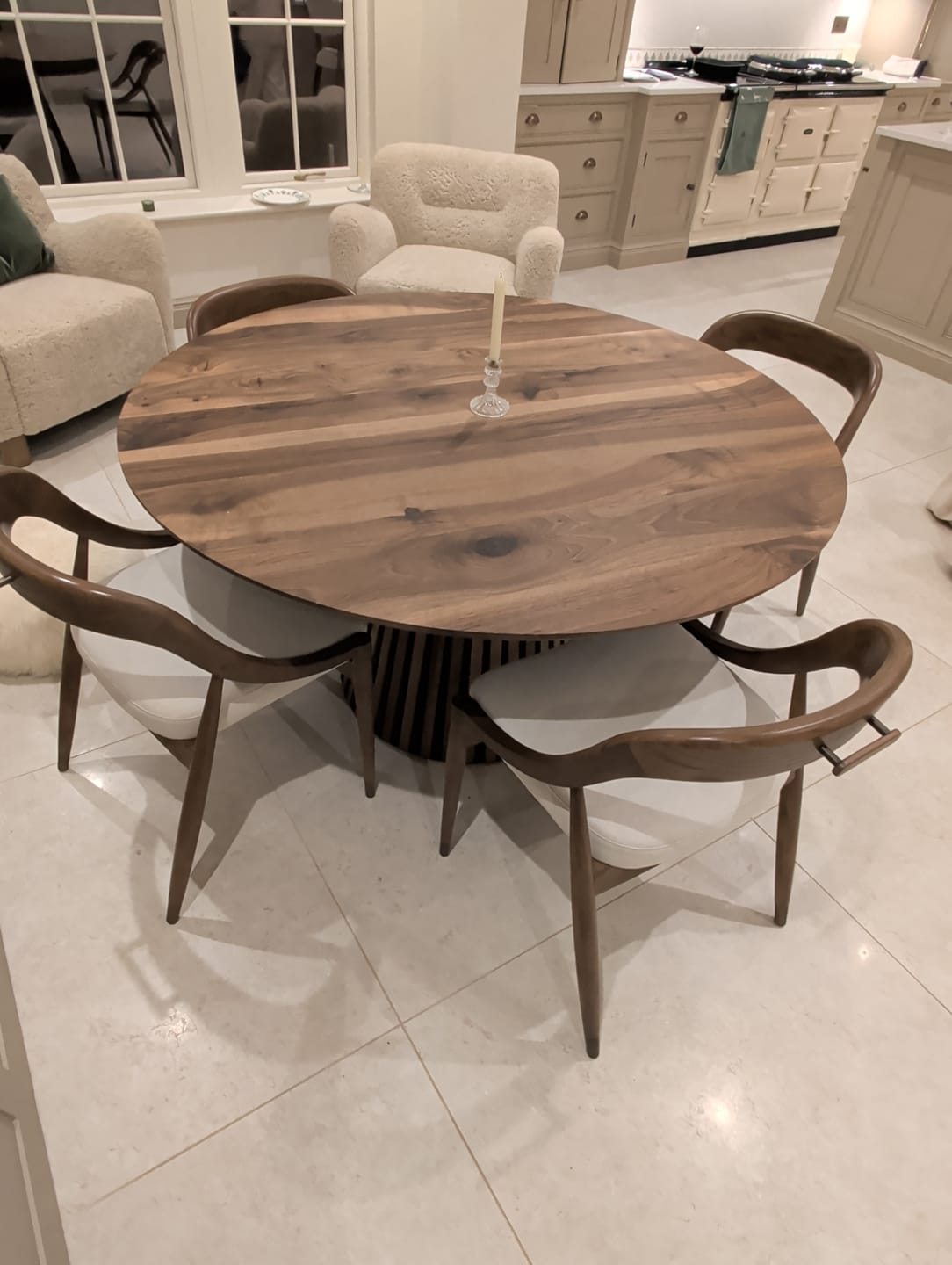 Customer photo review of Vivien Extendable Round Dining Table in Darker Walnut