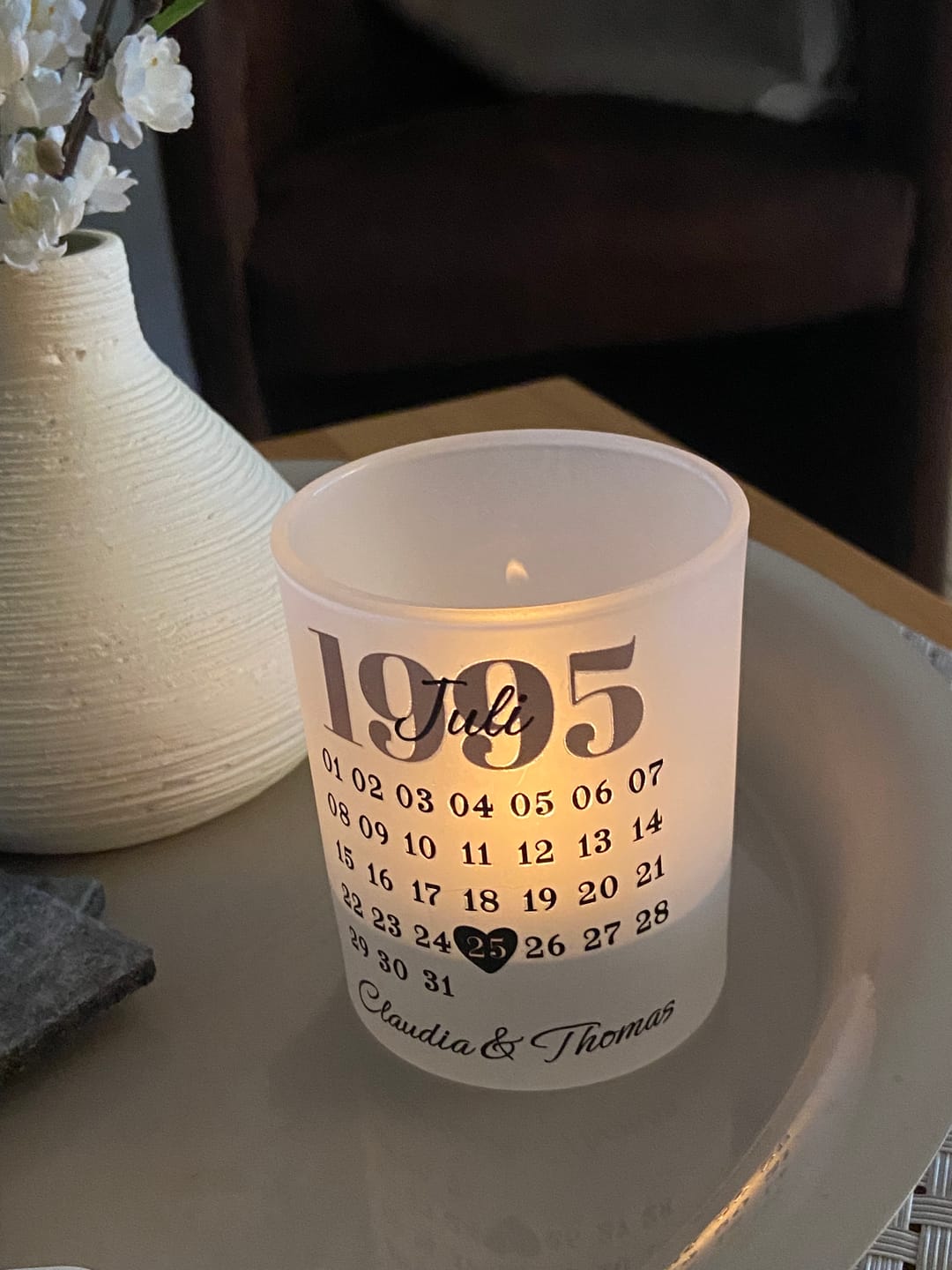 Customer photo review of Unser Tag - Personalisiertes Teelicht