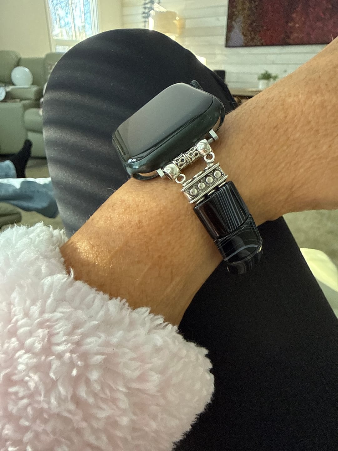 Customer photo review of Bohemian Noir Stretch Apple Watch Strap