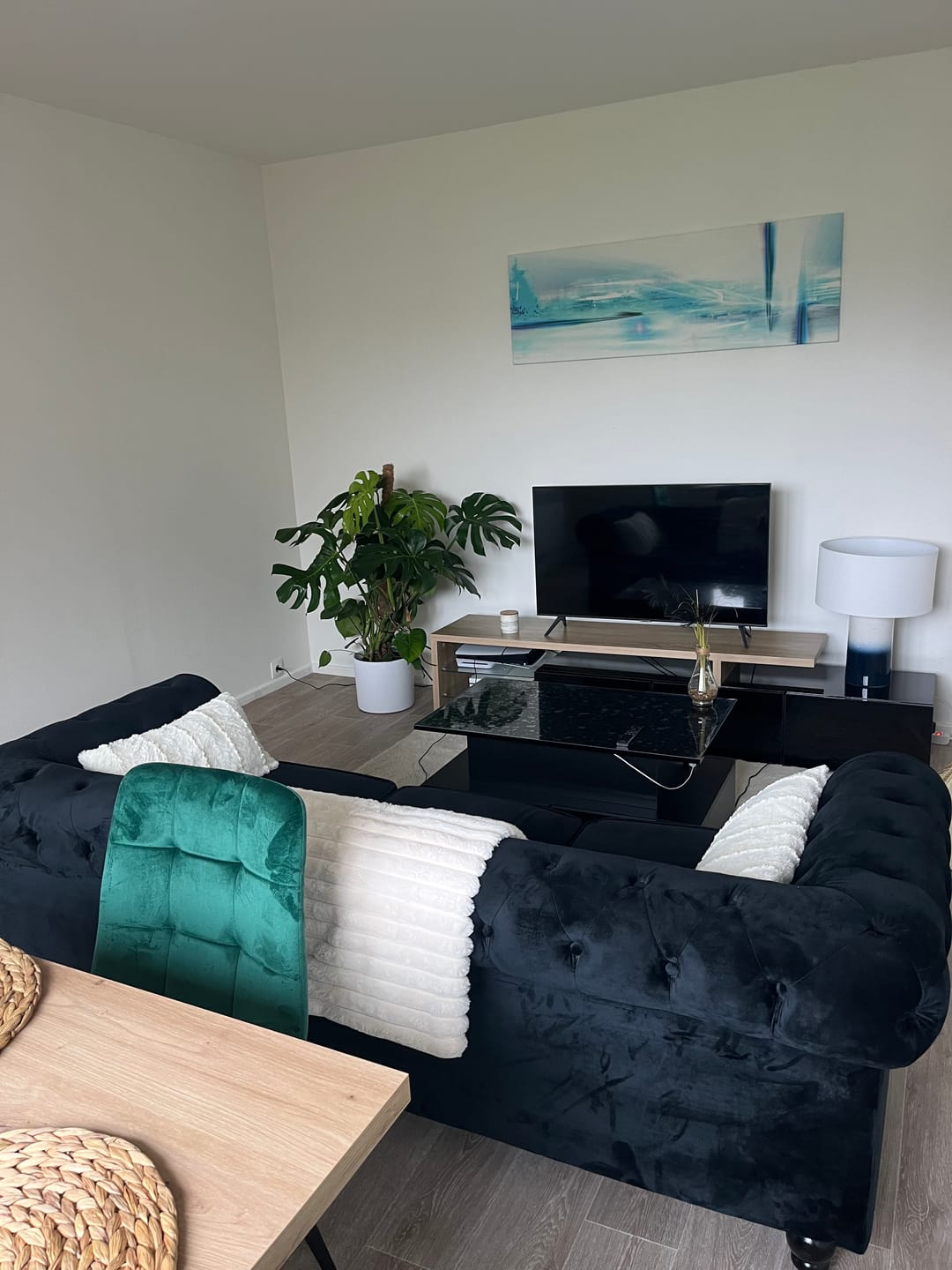 Customer photo review of Tableau Abstrait Bleu et Blanc