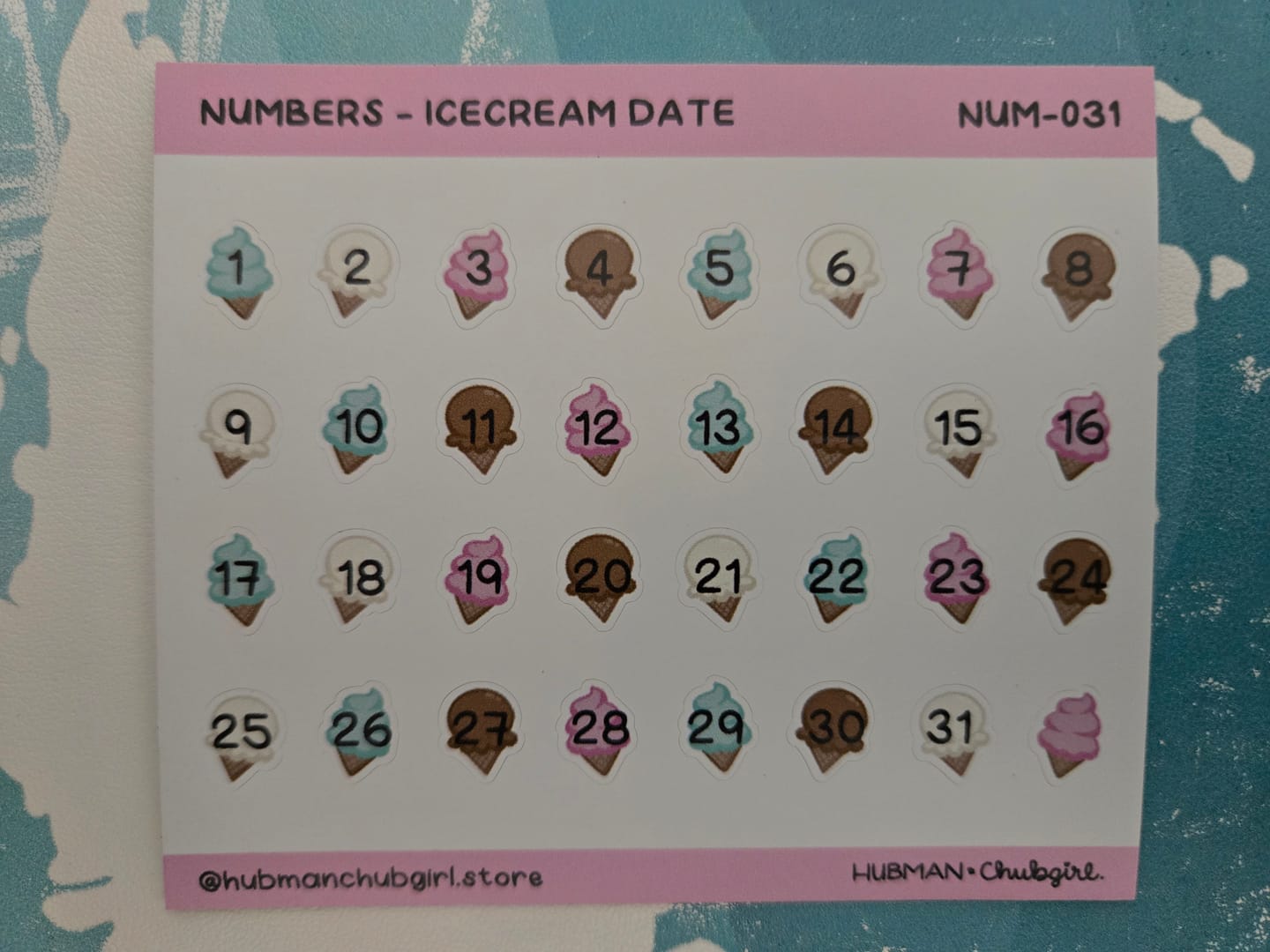 Customer photo review of Numbers - Icecream Date Planner Stickers