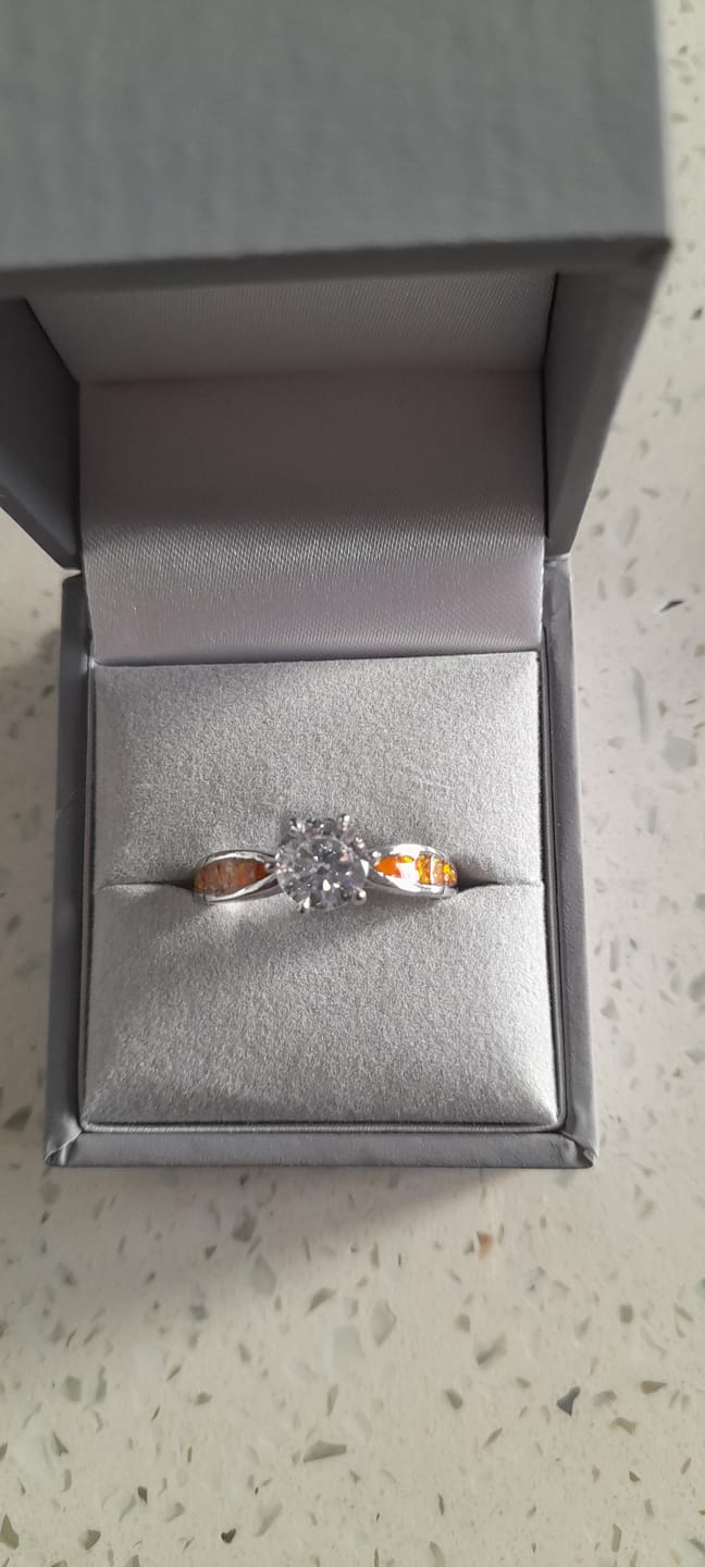 Customer photo review of Forever Yours Stainless Steel Solitaire Ring, suitable for 2 sets of ashes.