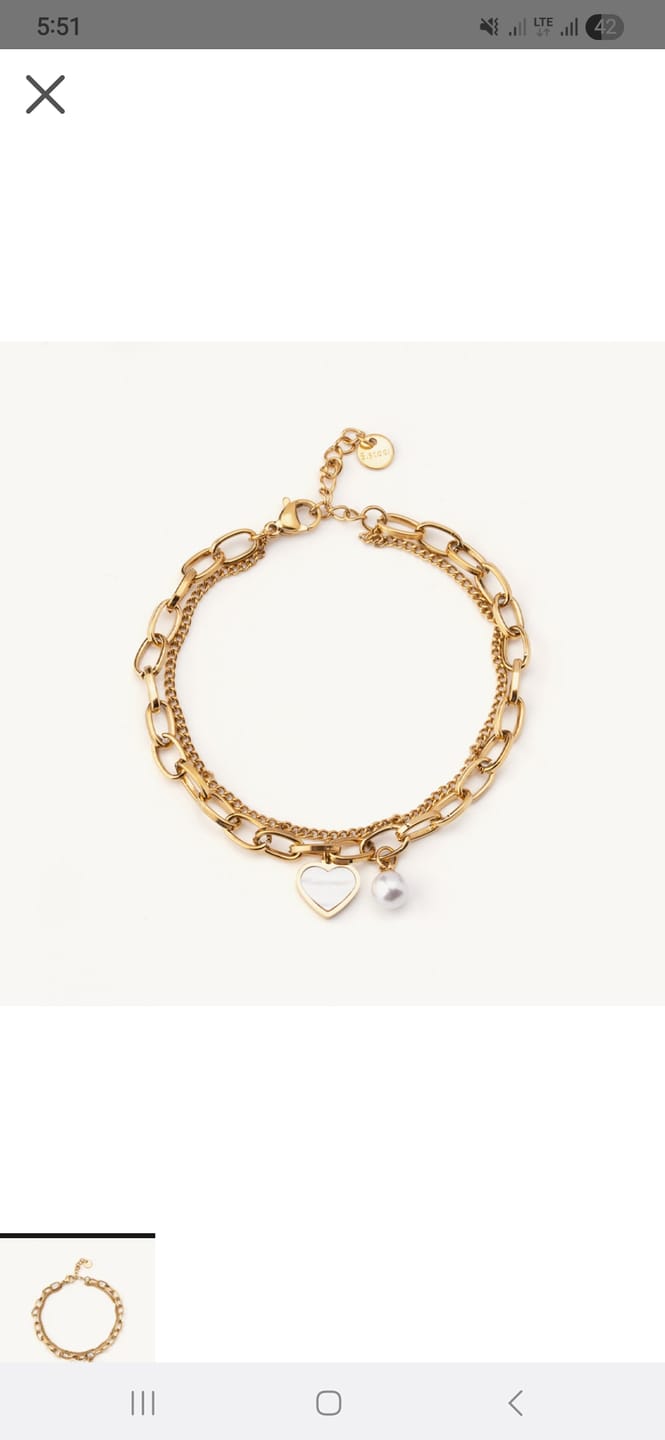 Customer photo review of Mini Pearl Heart Charm Chain Bracelet