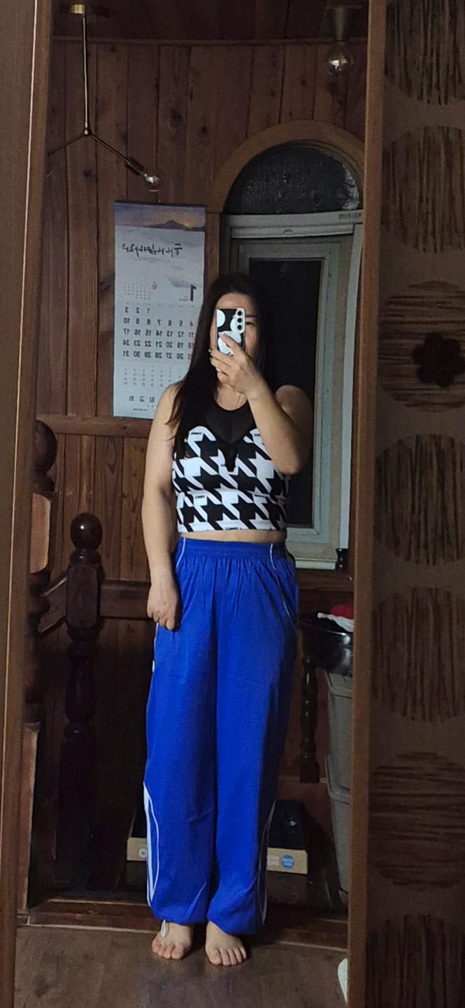 Customer photo review of Eastern Flavor Curvy Track Pants