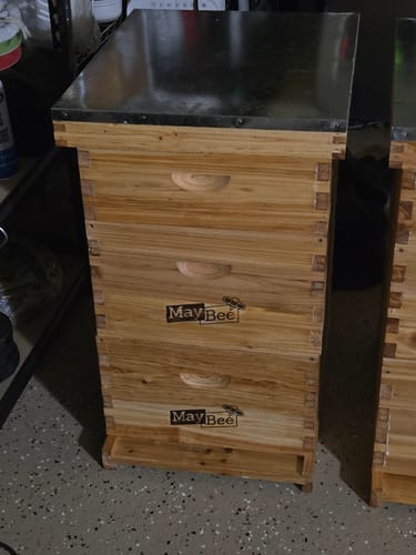 Customer photo review of MayBee Hives 10 Frame Complete Cedar Wood Beehive Kits Include: 2 Deep Bee Boxes And 1 Super Bee Box with Pine Wooden Frame And Beeswax Coated Plastic Foundation
