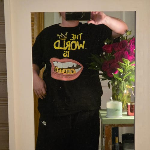 Customer photo review of The World Is Ghetto T-Shirt