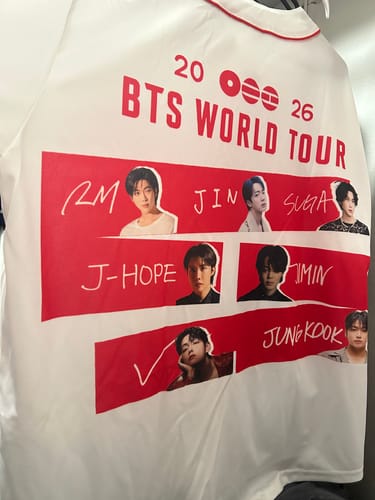 Customer photo review of Legendary BTS World Tour Baseball Jersey Army Gifts
