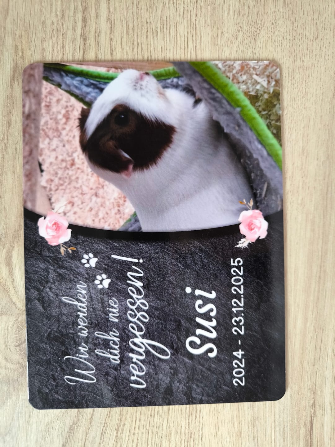 Customer photo review of Kaninchen Gedenktafel mit Foto & Spruch (UV- & Wetterfest)