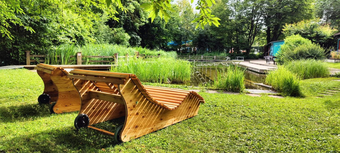 Customer photo review of Himmelsliege ,,Eibsee" Relaxliege aus Lärchenholz mit Rädern  ‍