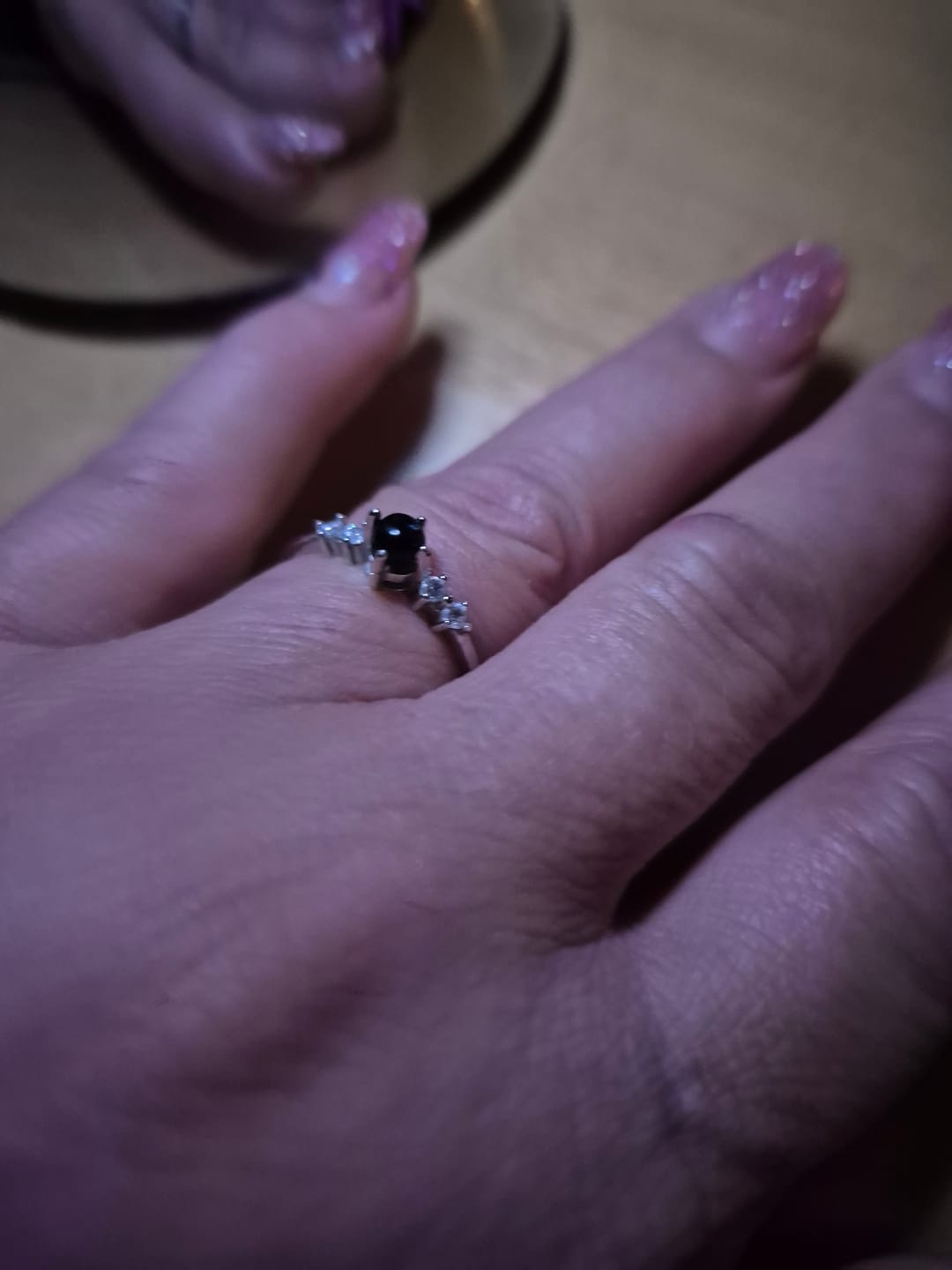 Customer photo review of Obsidian Ring - Perlenschliff rund