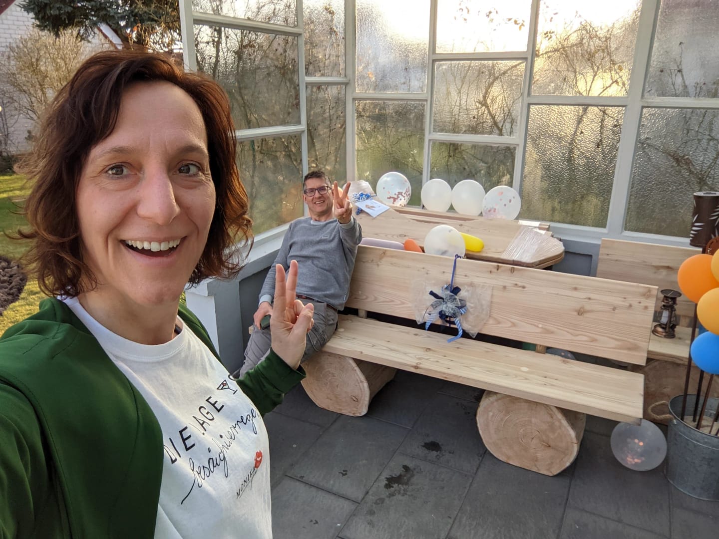 Customer photo review of Baumstammbank ,,Buchsee" aus Lärchenholz mit Lehne