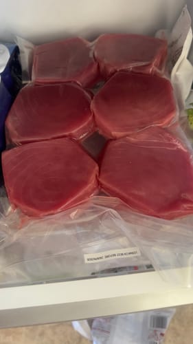 Customer photo review of Yellowfin Tuna Loin Steaks (High Grade Frozen)