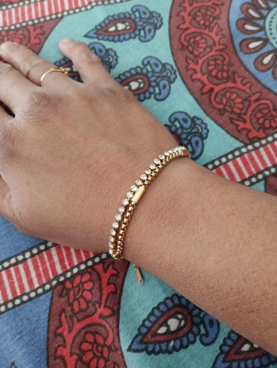 Customer photo review of Golden Glamour Layered Bracelet