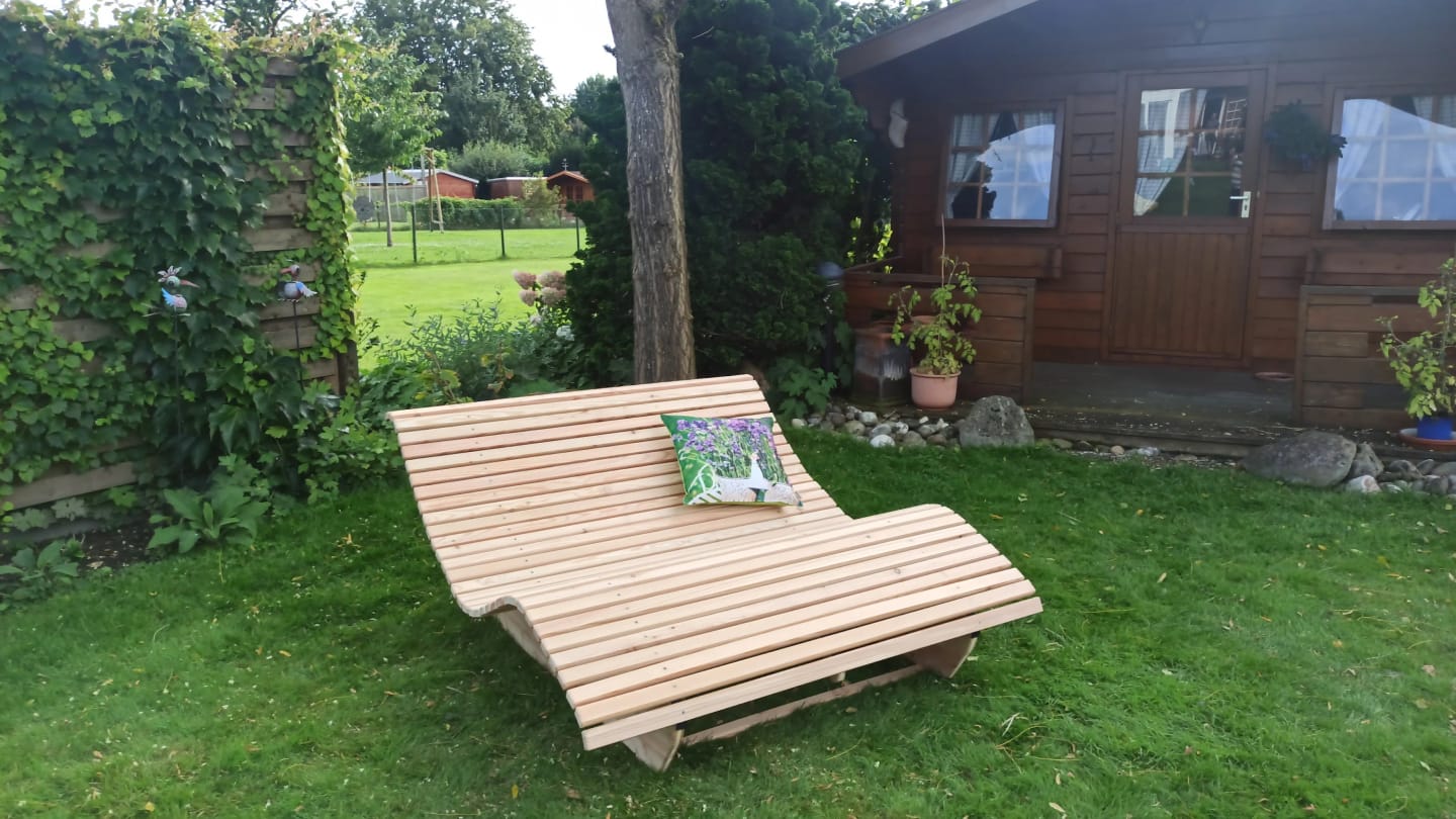 Customer photo review of Himmelsliege ,,Eibsee" Relaxliege aus Lärchenholz mit Rädern  ‍