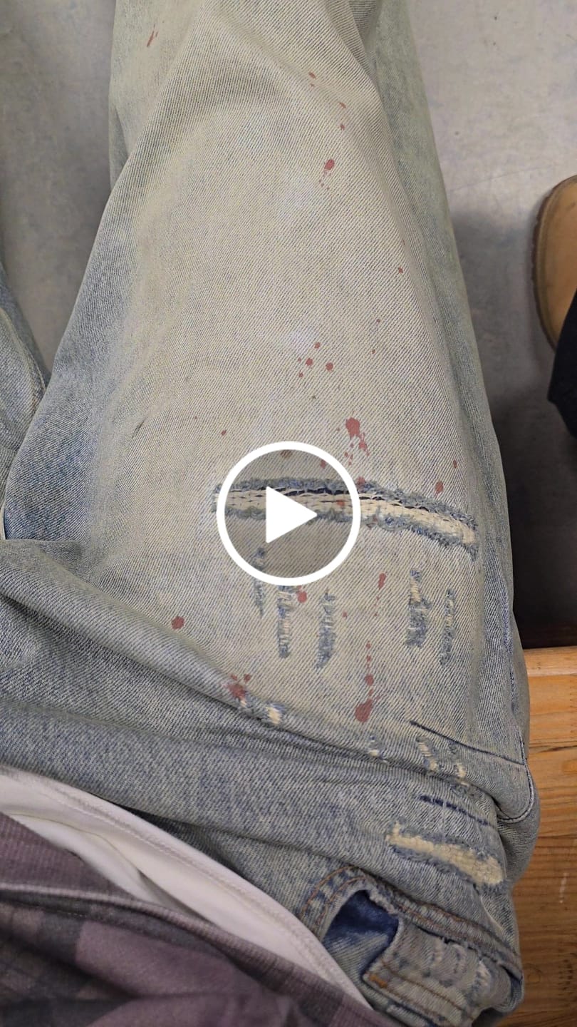 Customer video review of Repaired Construction Denim Jeans Blue