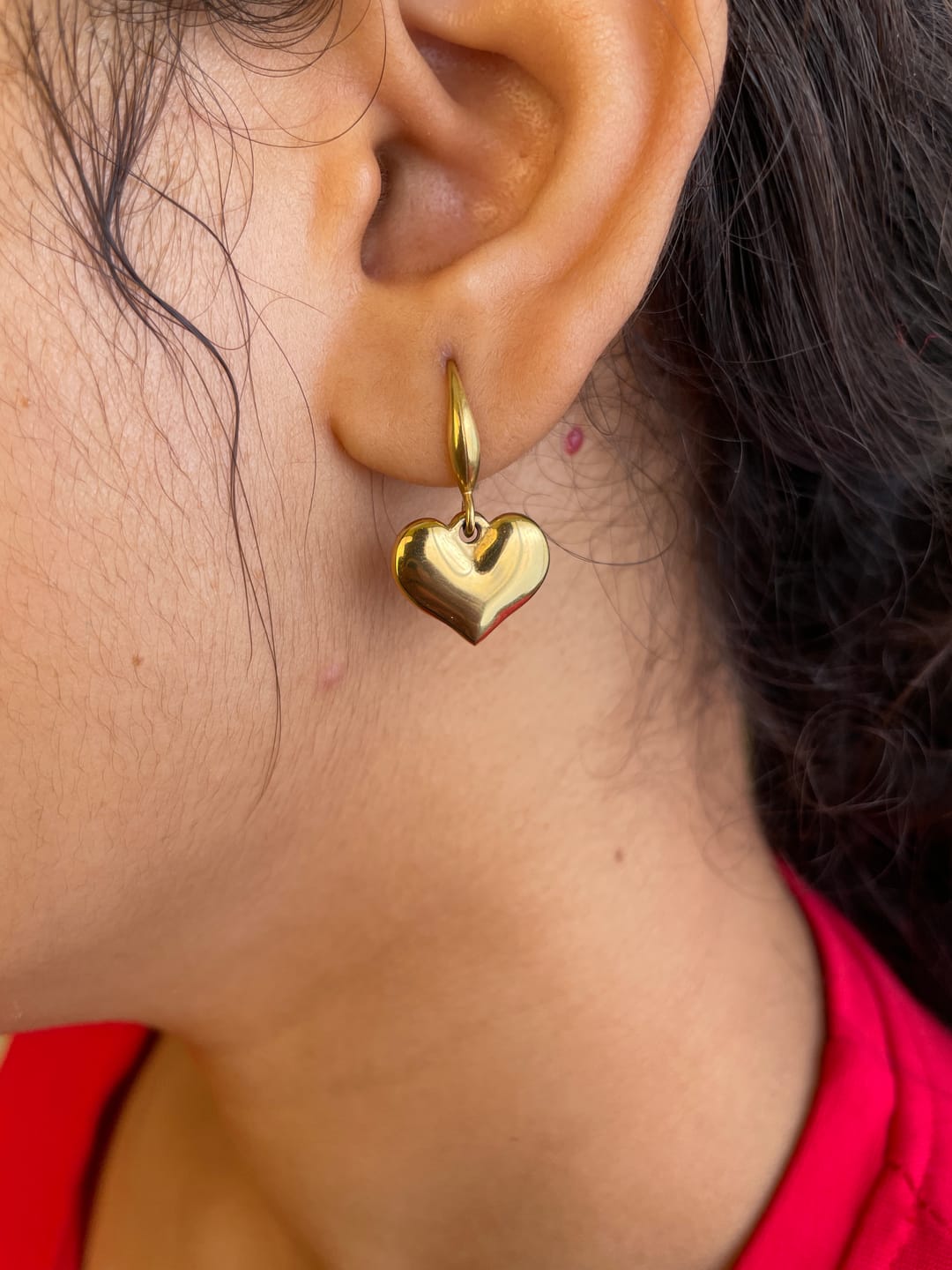 Customer photo review of Dangling Heart Earrings