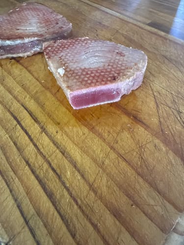 Customer photo review of Yellowfin Tuna Loin Steaks (High Grade Frozen)