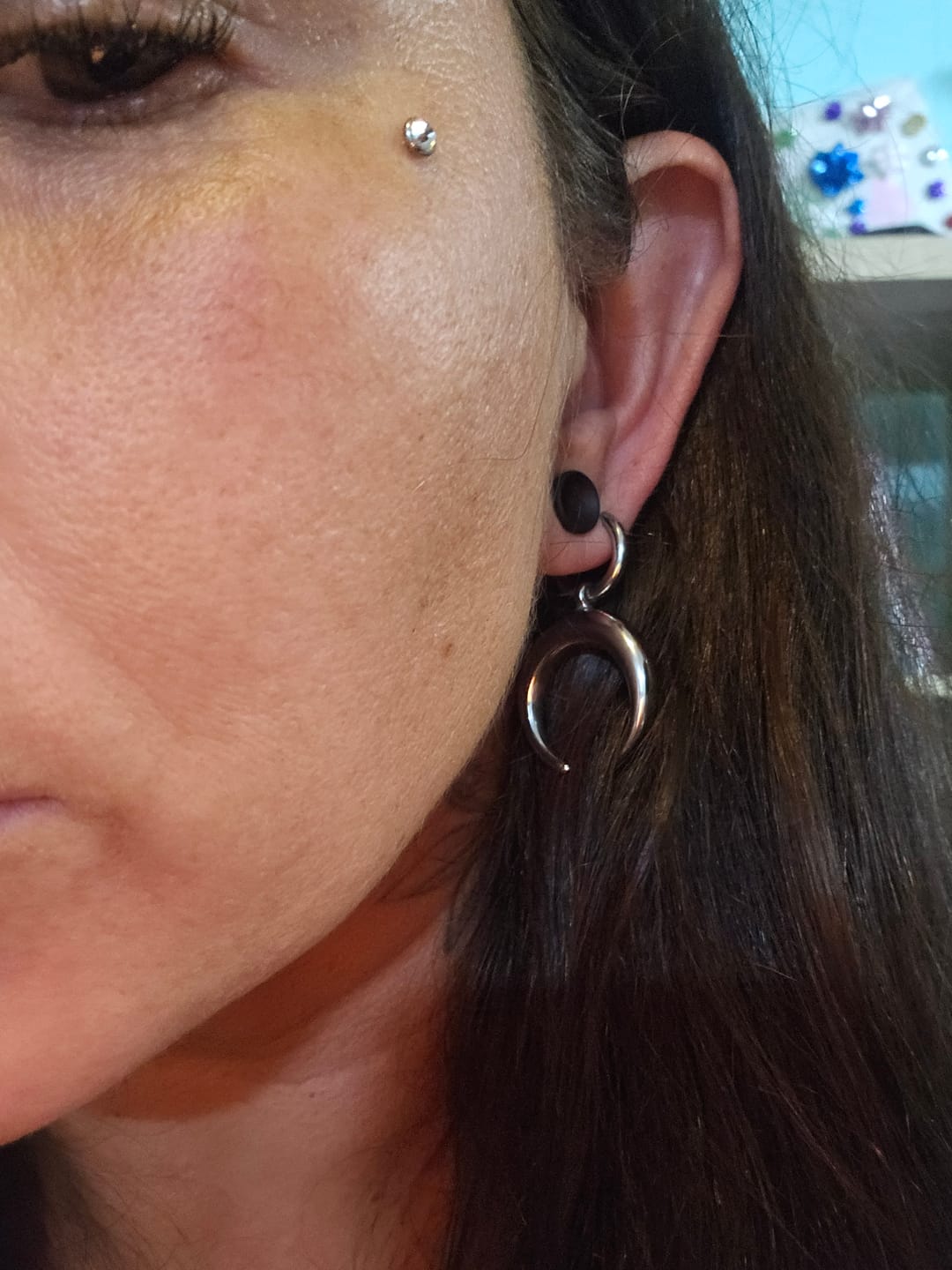 Customer photo review of Crescent Moon Earrings