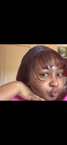 Customer photo review of CurlyMe Pre-Plucked Wear Go Glueless Reddish Brown Body Wave Hair Pre-cut Lace