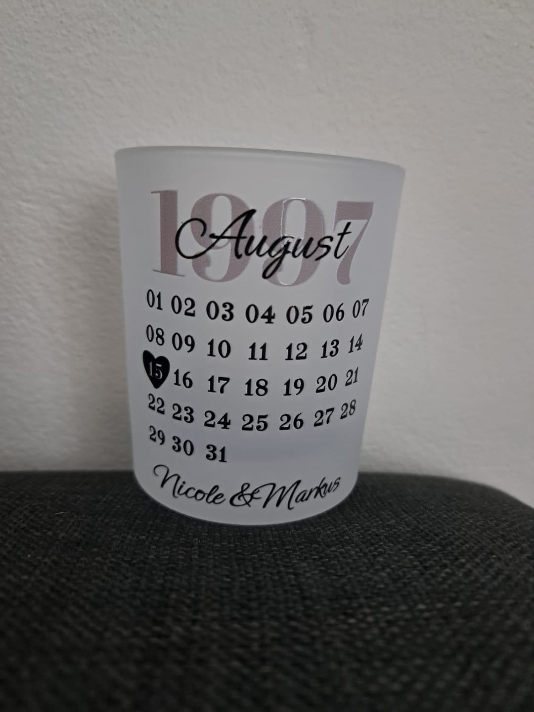 Customer photo review of Unser Tag - Personalisiertes Teelicht