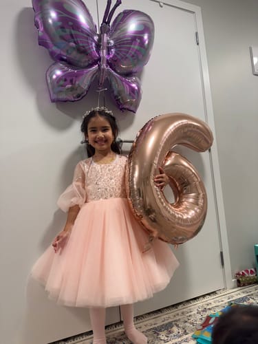 Customer photo review of Girls Birthday Princess Dress Flower Girl Wedding Dress Children's Party Dress