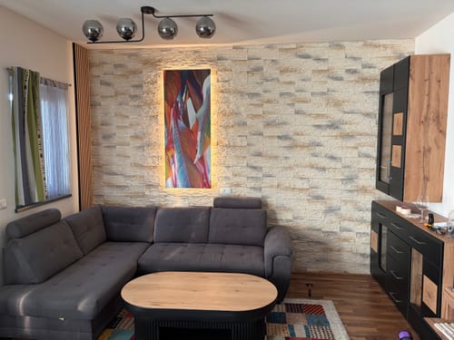 Customer photo review of Leinwandbild | Blätter in bunten Farben | Schmal