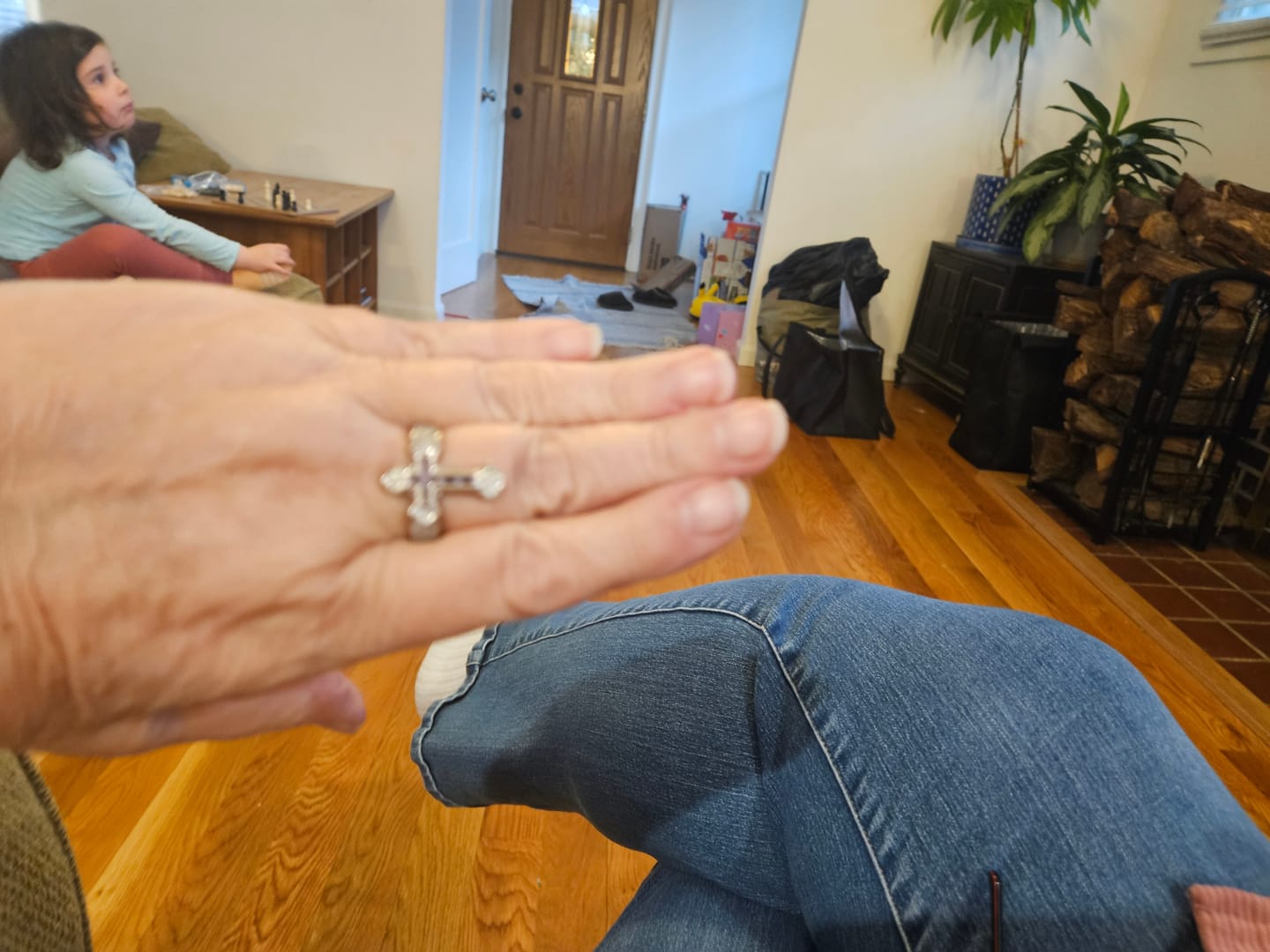 Customer photo review of Christianartworkshop Central Cross Motif Ring with Cubic Zirconia Accents: Carry His Care in Daily Wear