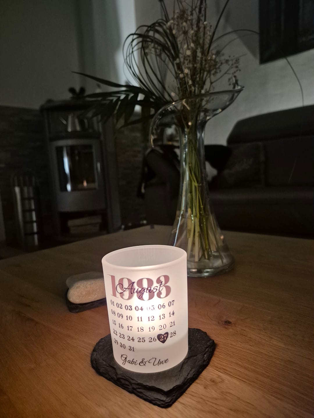 Customer photo review of Unser Tag - Personalisiertes Teelicht