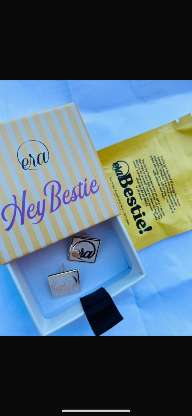 Customer photo review of Gold Pearl Square Earrings