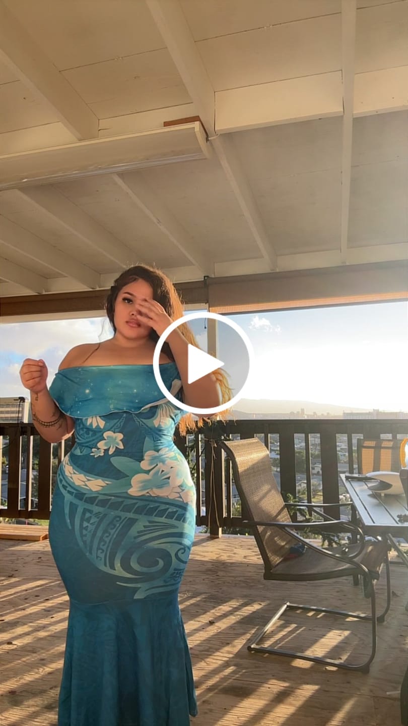 Customer video review of Blue Polynesia Mermaid Dress Tribal Pattern Tropical Frangipani LT14
