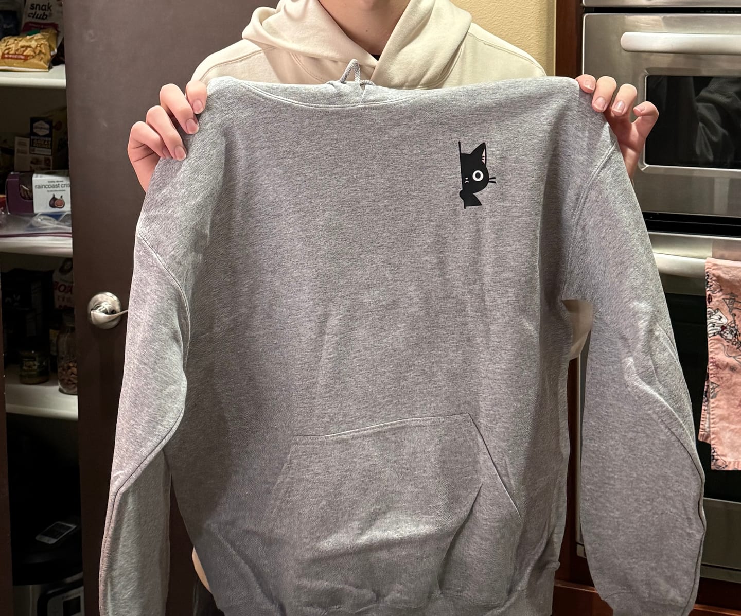 Customer photo review of Peekaboo Black Cat Hoodie