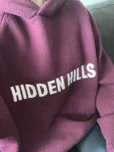 Customer photo review of KNIT HOODIE DARK PLUM
