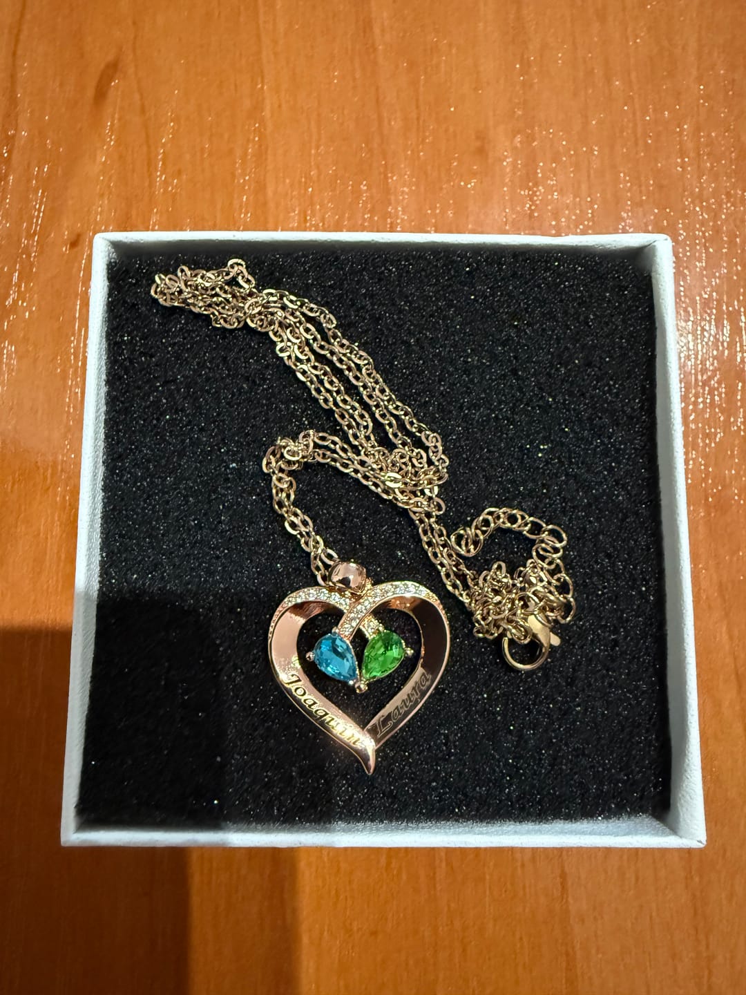 Customer photo review of Forever Love Birthstone & Diamond Heart Pendant Necklace