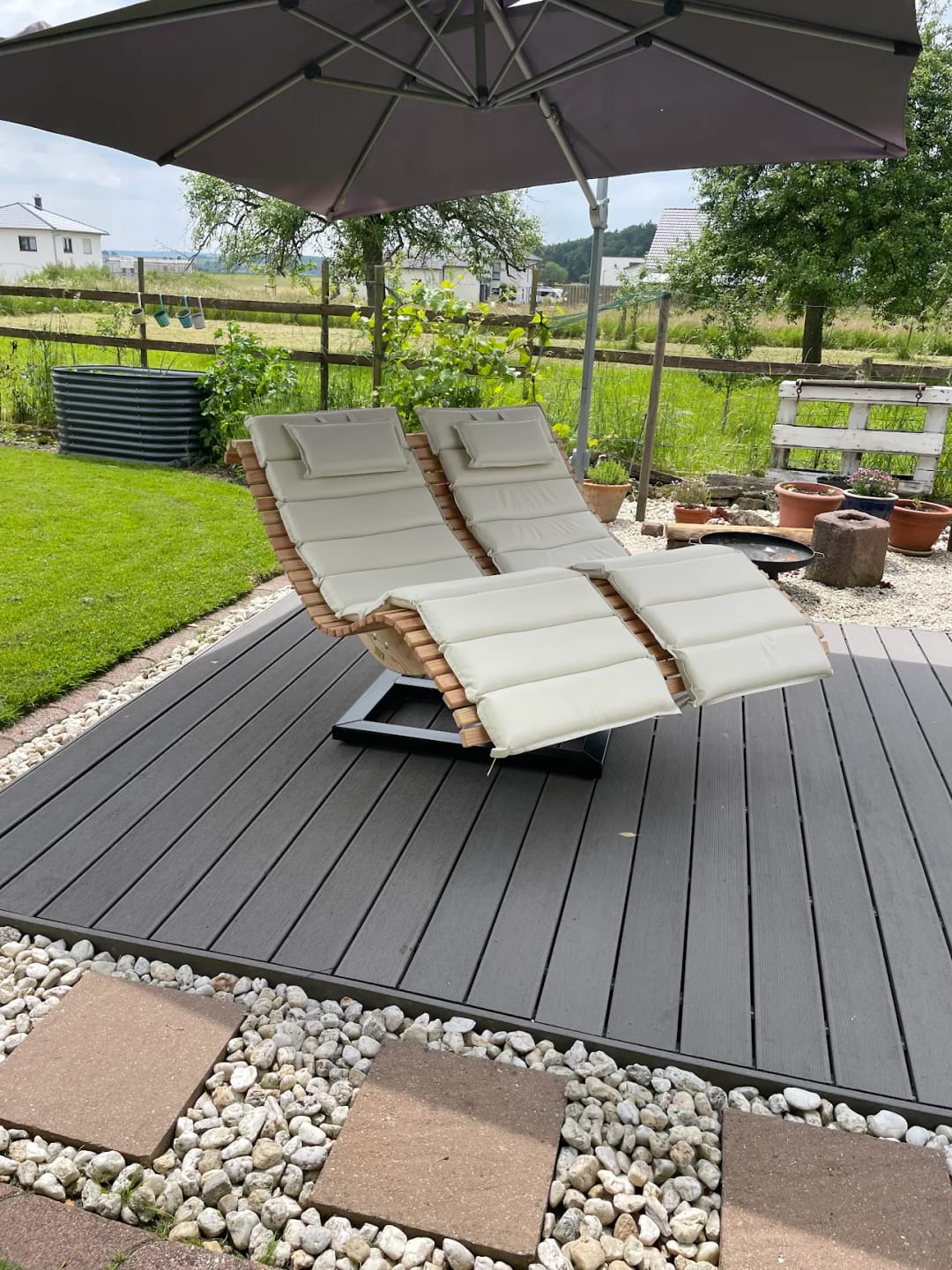 Customer photo review of Doppelliege Schwungliege "Tegernsee" Wellenliege mit Drehgestell