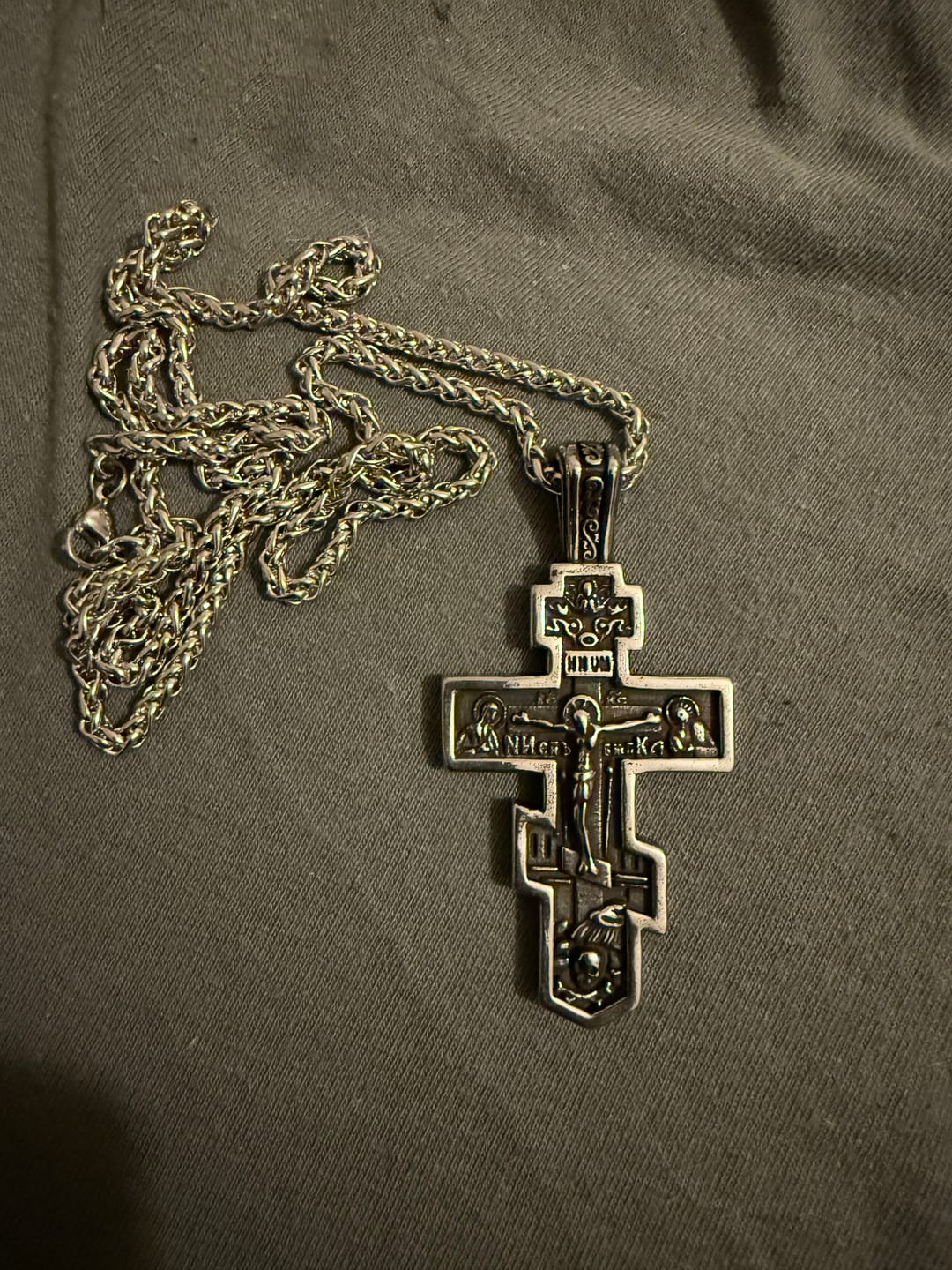 Customer photo review of FREE Today: Titanium Orthodox Jesus Crucifix Necklace Protection Jewelry