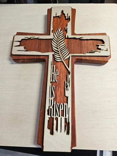 Customer photo review of Laser cut Easter prayer stand cross svg file