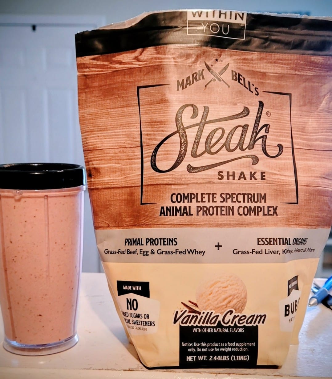 Customer photo review of Mark Bell's Steak Shake® - Complete Spectrum Animal Protein Powder Complex