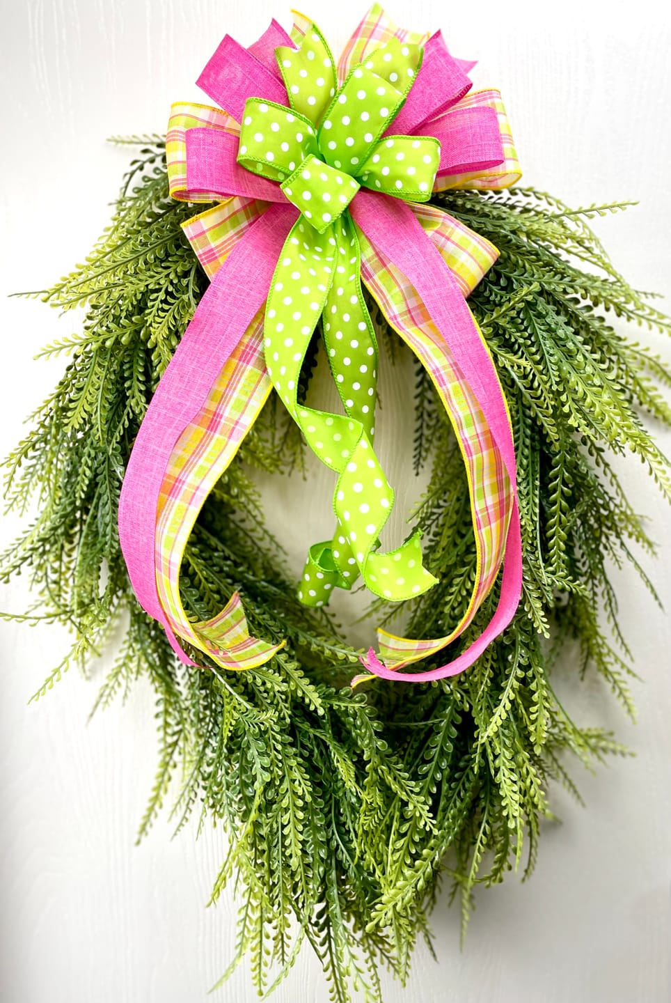Customer photo review of 26"L X 17"W Draped Button Fern Wreath Tt Green FG688535