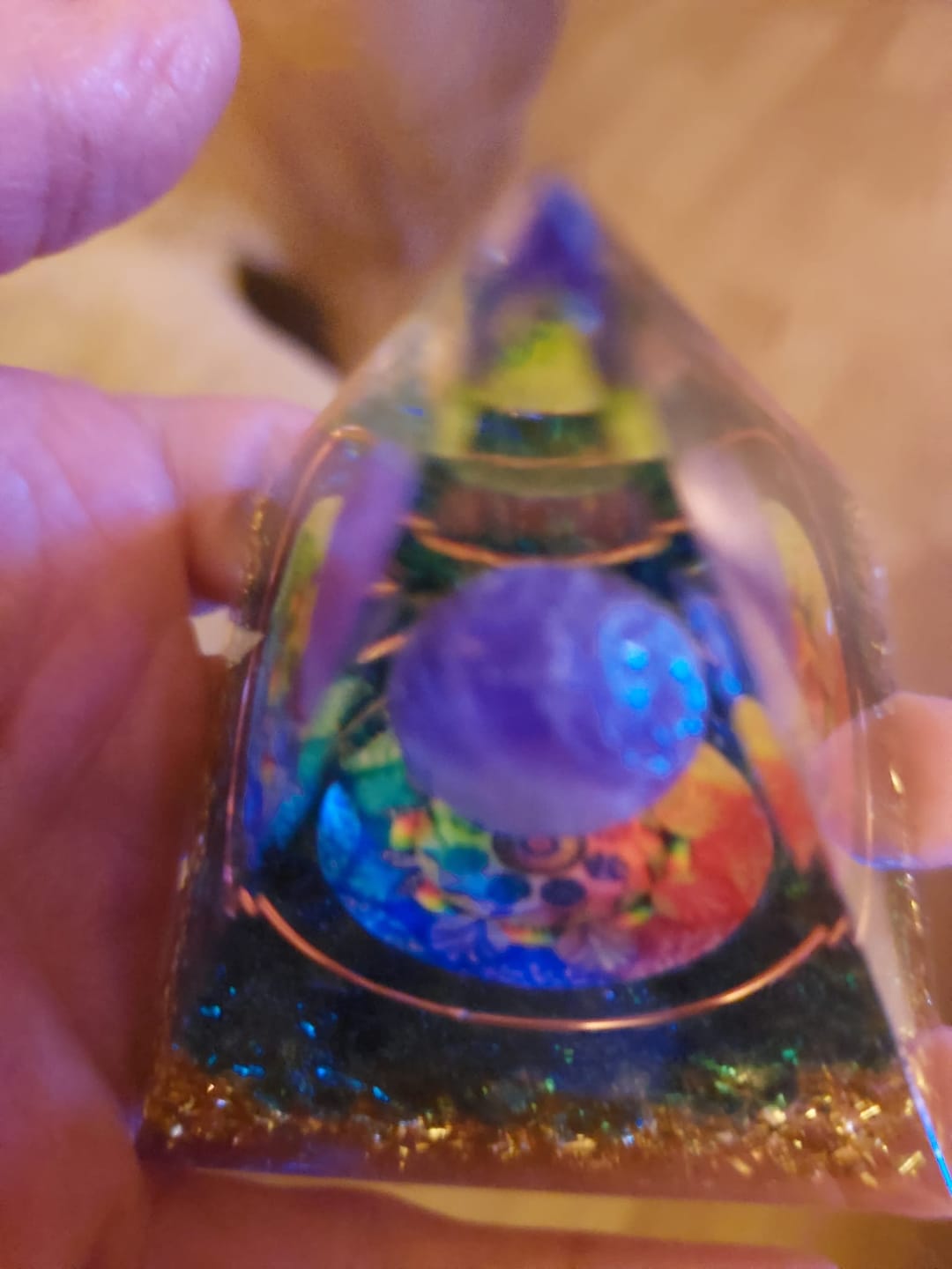Customer photo review of Orgonite "Abondance & Protection" en Améthyste & Quartz Bleu
