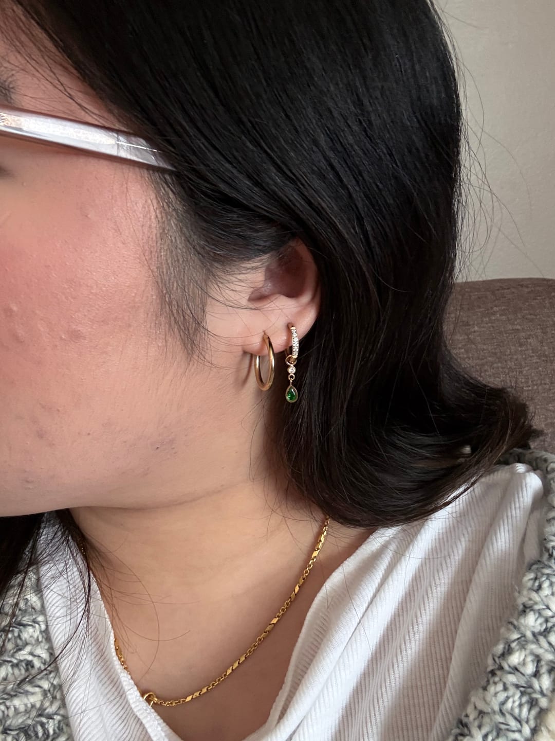 Customer photo review of My Huggies Hoop Earrings