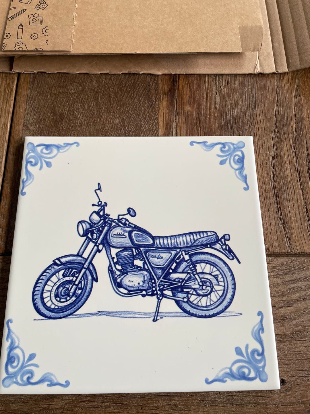 Customer photo review of Delfts Blauw tegeltje bedrukken met eigen auto