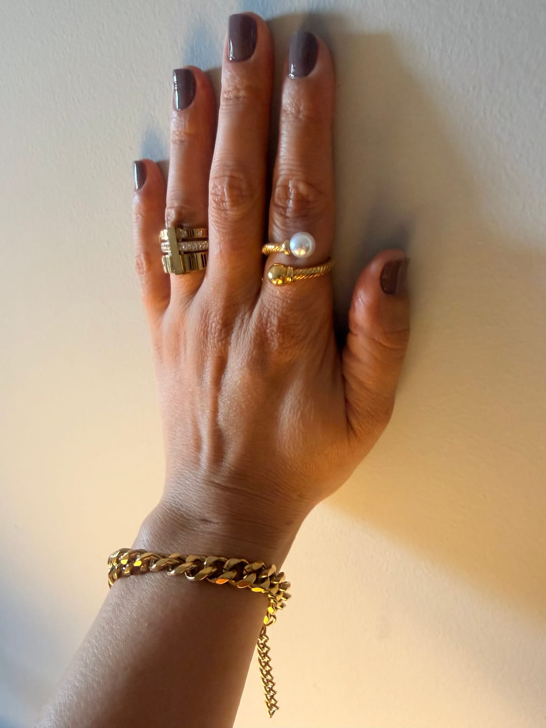 Customer photo review of Anel Elegance Pérola Banhado em Ouro 18k
