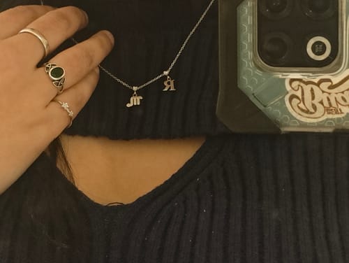 Customer photo review of R Classic Initial Charm Silver