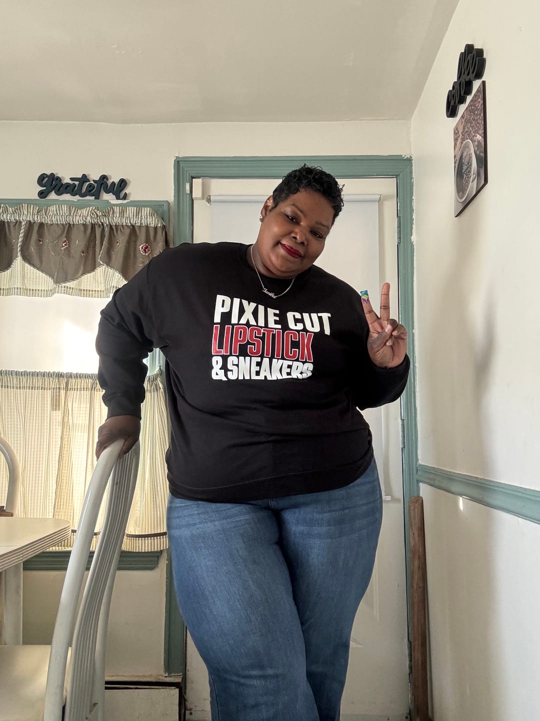 Customer photo review of Pixie Cut, Lipsitck, & Sneakers (blk)